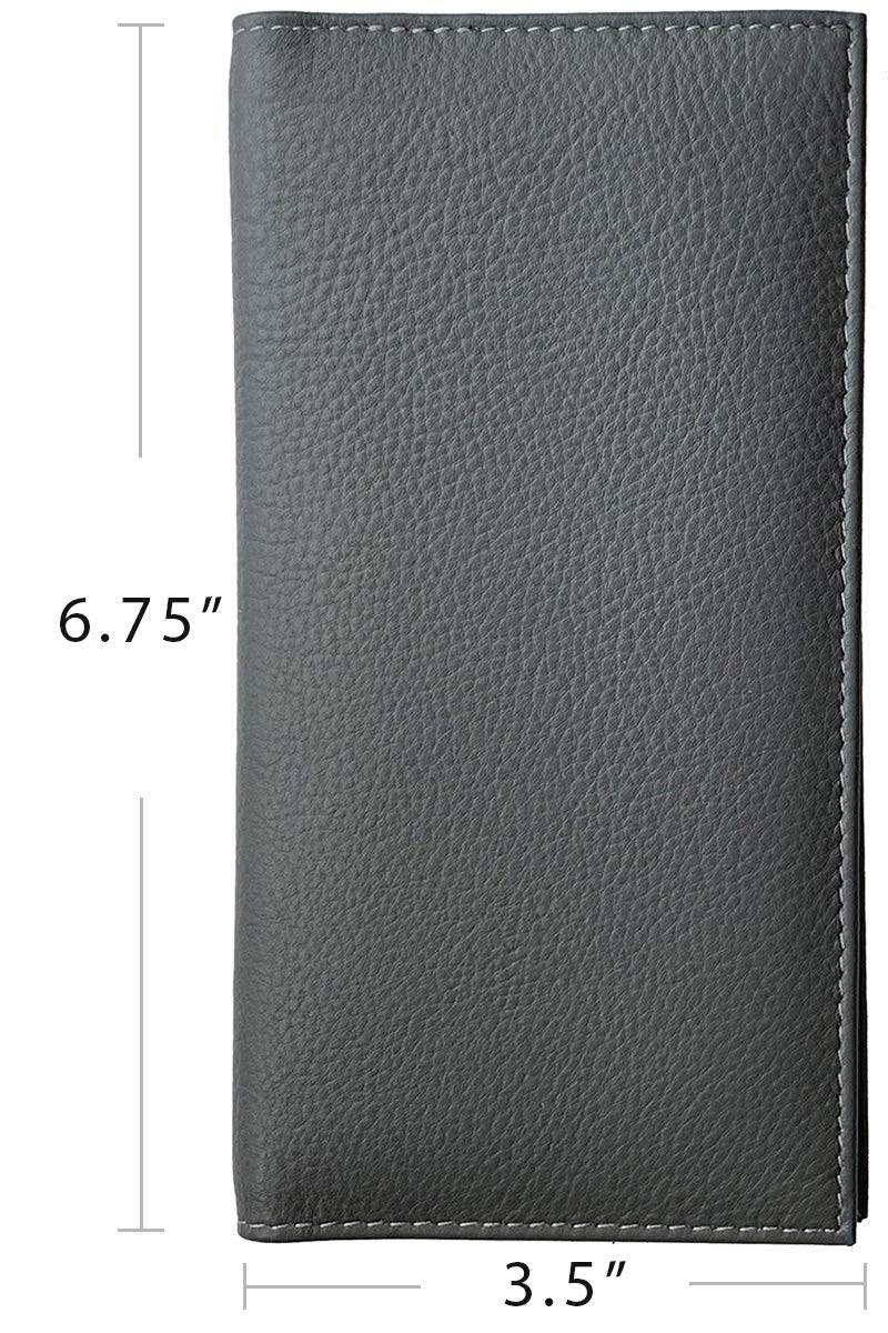 123 Cheap Checks Grey Basic Genuine Leather Checkbook Cover For Men & Women - Image 4
